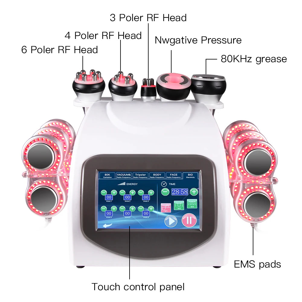 New 80k 40Khz Ultrasonic Cavitation Lipo Laser Rf Vacuum 5D Fat Slimming Beauty Weight Loss Machine with EMS Pad