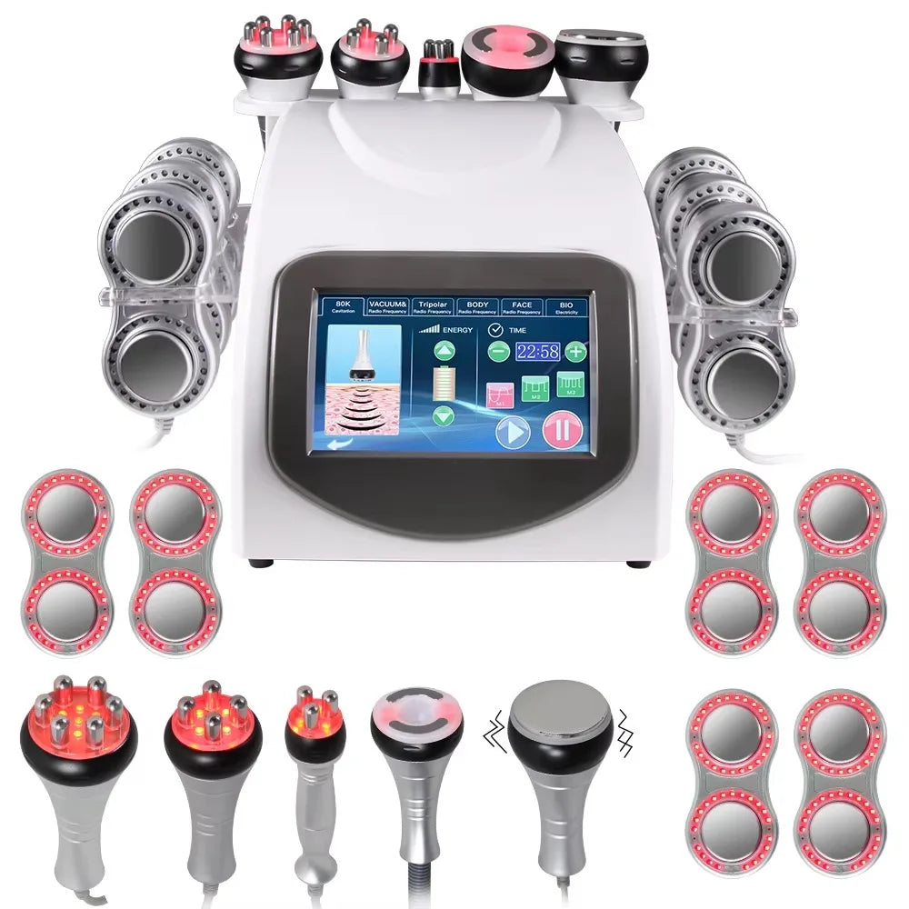 New 80k 40Khz Ultrasonic Cavitation Lipo Laser Rf Vacuum 5D Fat Slimming Beauty Weight Loss Machine with EMS Pad