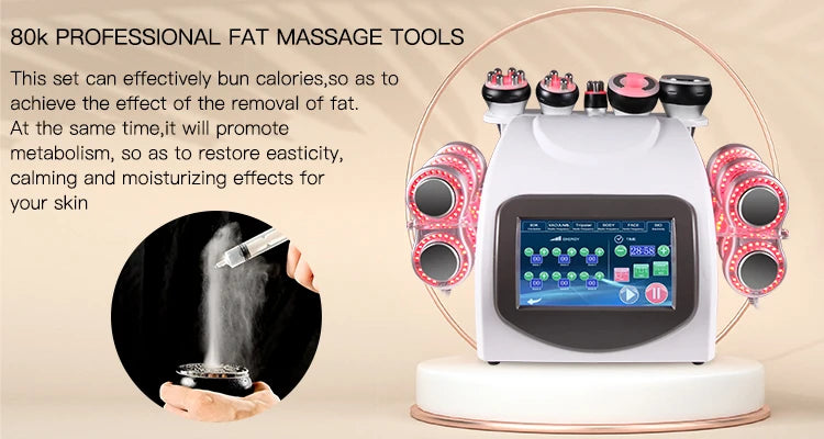 New 80k 40Khz Ultrasonic Cavitation Lipo Laser Rf Vacuum 5D Fat Slimming Beauty Weight Loss Machine with EMS Pad