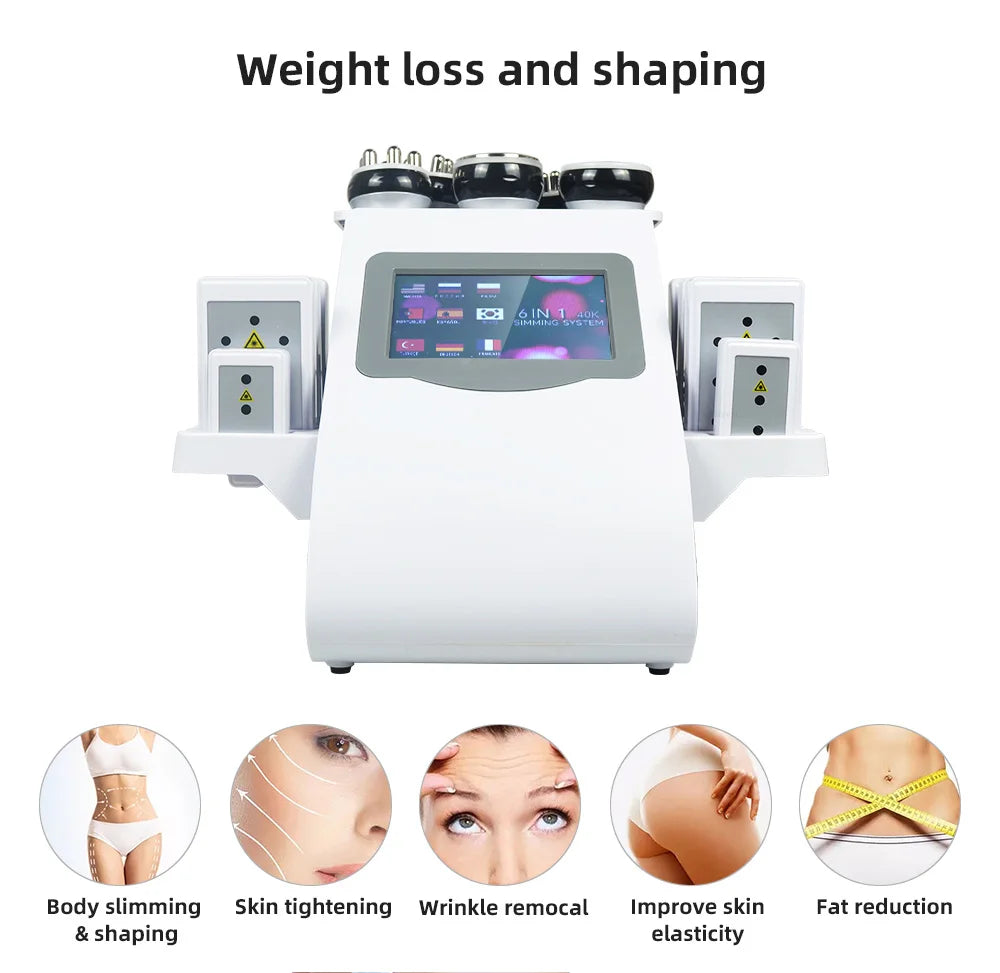 6 In 1 40K Ultrasonic Cavitation Machine Weight Loss Skin Lift Tightening Vacuum Lipo KIM8 Body Slimming Machine Body Shaping