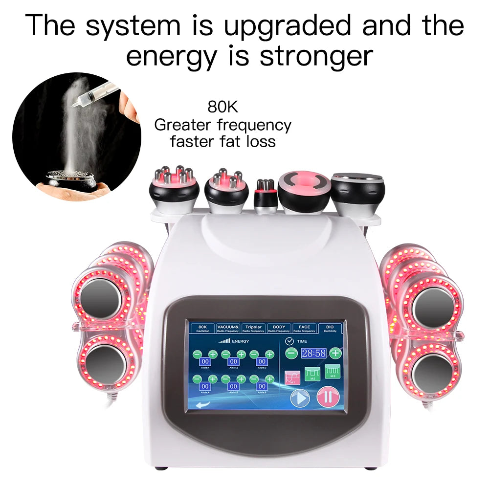 New 80k 40Khz Ultrasonic Cavitation Lipo Laser Rf Vacuum 5D Fat Slimming Beauty Weight Loss Machine with EMS Pad