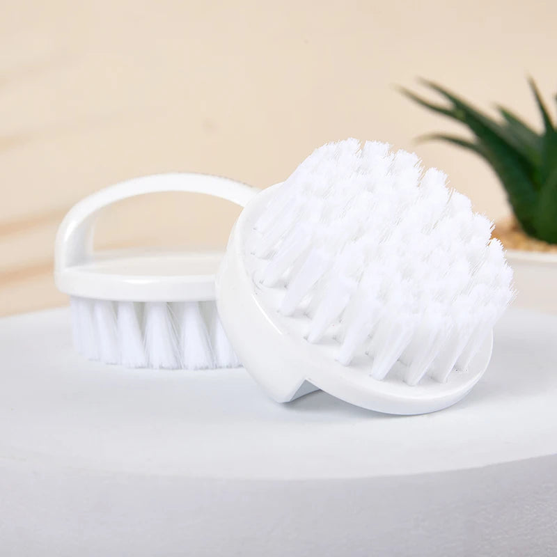 Nail Brush Nail Art Pedicure Soft Remove Dust Plastic Round Cleaning Scrubbing File Tools Black White Manicure Finger Care Salon